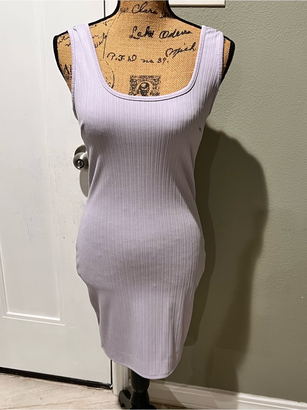 Women's Ribbed Tank Dress Above The Knee In Purple Size Small